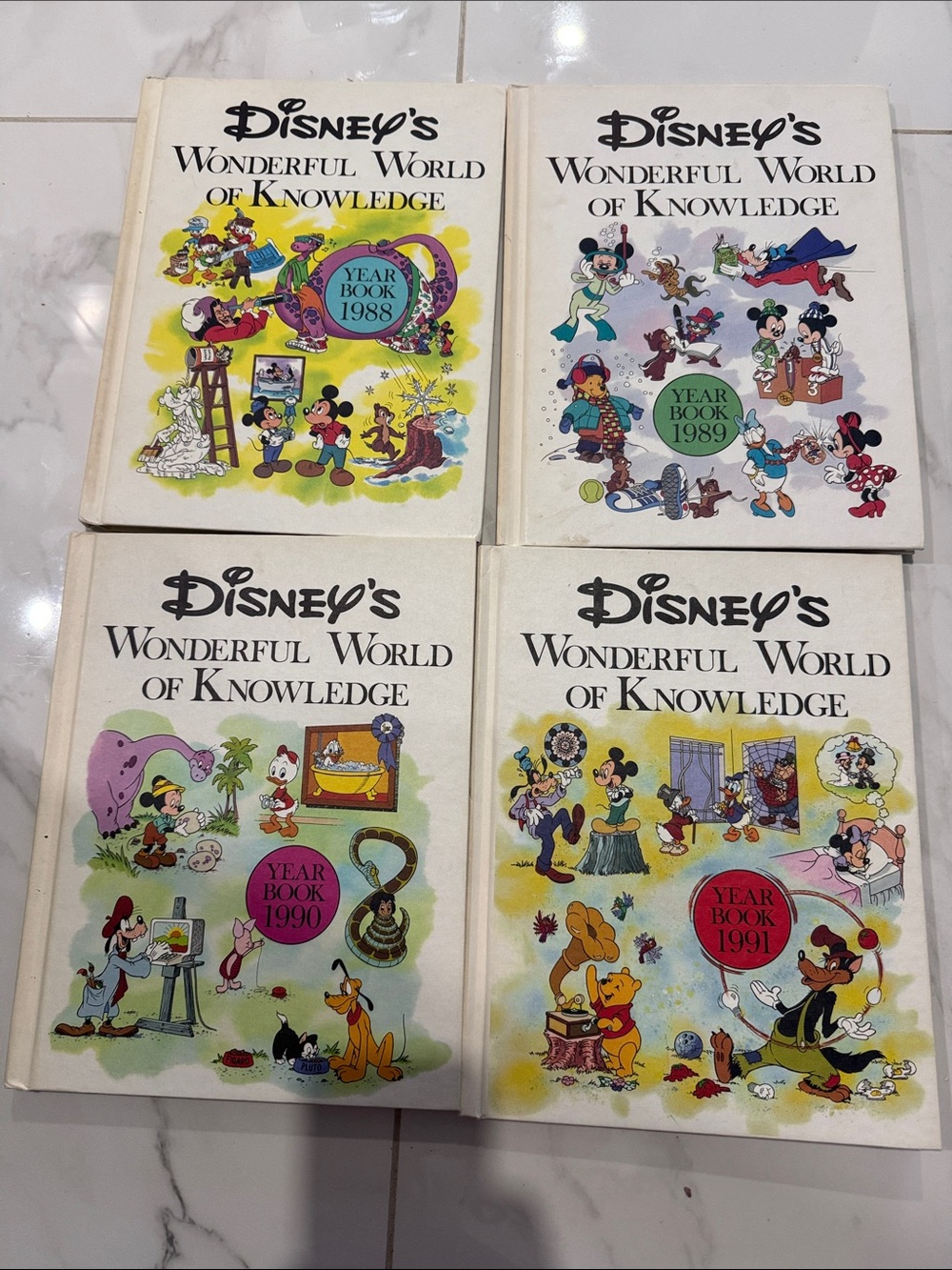 Disney Wonderful World of Knowledge Yearbooks - White with Multicolor Covers